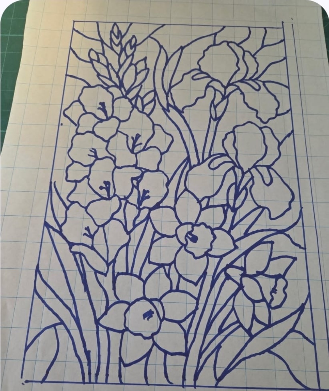 Paul's full-size line drawing developed from the tattoo